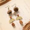Retro natural plant earrings handmade creative niche acorn fruit long fringed design women's earrings