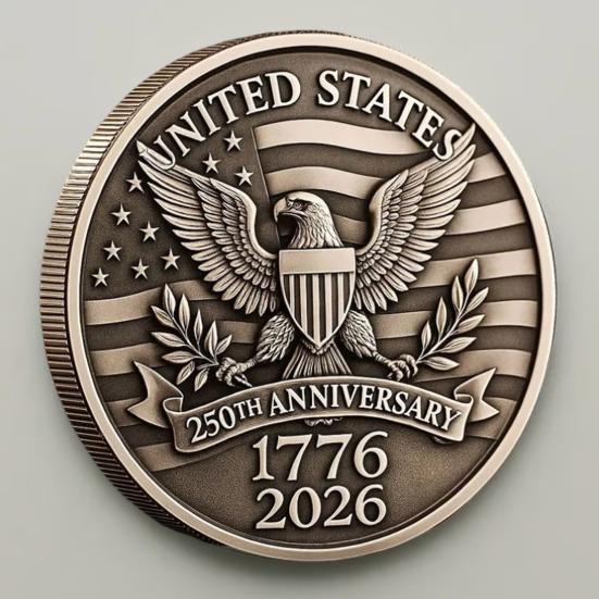 US 250th Anniversary Souvenir Coin Double-Sided Carved United States History Commemorative Badge