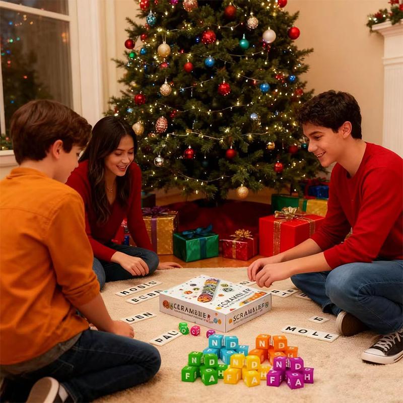 Scrambled Dice Word Game, Fast-Paced Brain Training Dice Puzzle, Travel-Friendly Board Games Set For 1-5 Players