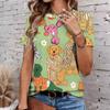 Fashion Women Retro Animal Patterns Print T Shirt Funny Casual O-neck Short Sleeves T-shirt Summer Female Tee Shirt
