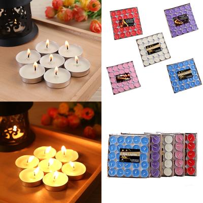 50PCS Tea Lights Paraffin Wax Candle Long Lasting Wedding Lover Proposal Candle Relaxing Glow Fragrant
