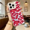 Red Lips with Heart Accents Hard Phone Case for Iphone 16 15 14 13 12 11 Pro Max Mini Shockproof Anti-Scratch Protective Cover