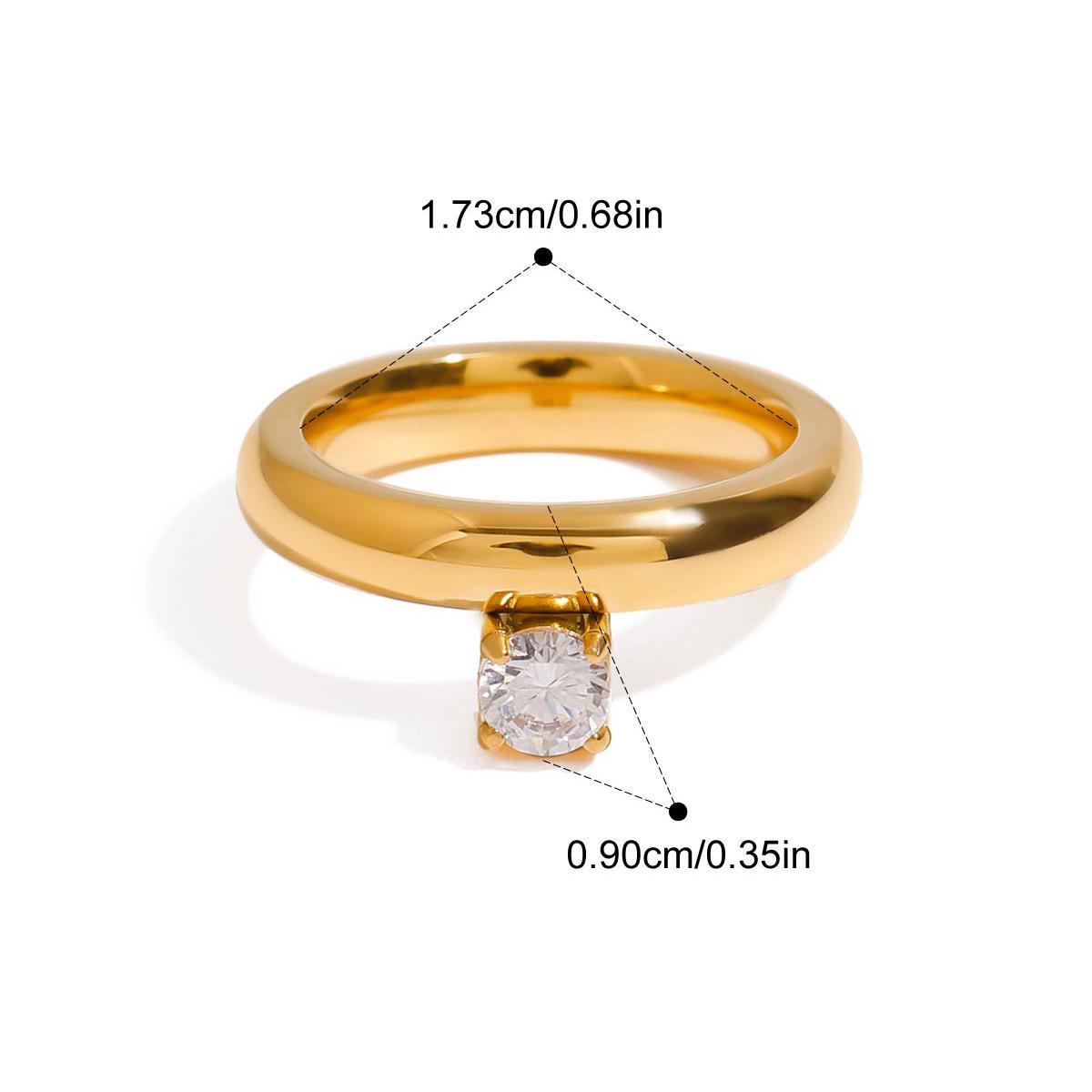

Yori Chic Unique Stainless Steel Cubic Zirconia Ring Water Resistant 18K PVD Plated Simple Sleek Metal Fashion Jewelry Bijoux 7