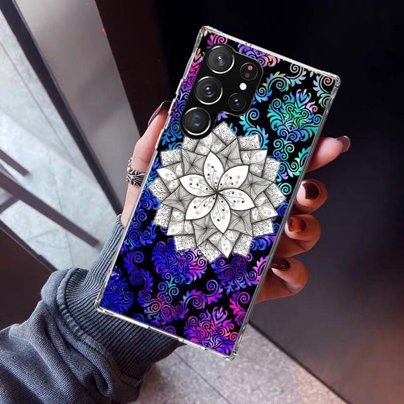 Totem Mandala Colorful Flower Phone Case For Samsung Galaxy S23 S24 S25 Edge S26 Ultra S22 + S21 Plus S20 FE Cover Silicone Prin