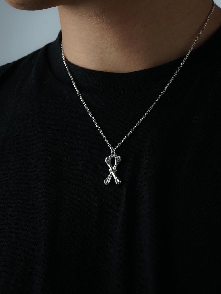 Core Brass Memento Mori Bones Pendant Necklace