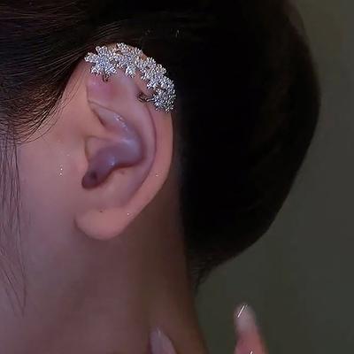 1Pcs Trendy  Zircon Flowers Ear Clips Earrings For Women Jewelry