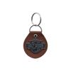 HALLIDEIBISEUN Bar & Shield Logo Brown Leather Keyring