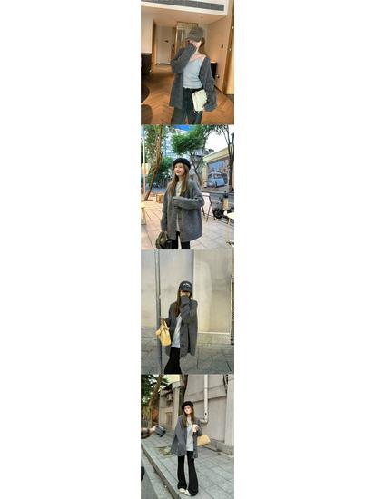 Women's Trendy Loose Knit Cardigan - Mid-Length, Soft and Solid Color for Spring/Autumn