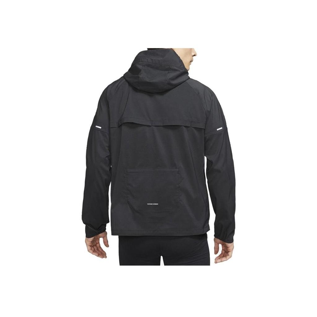 Nike Sport Training Running Packable Hooded Jacket With Sun Protection Men Jackets Black CZ9071-010