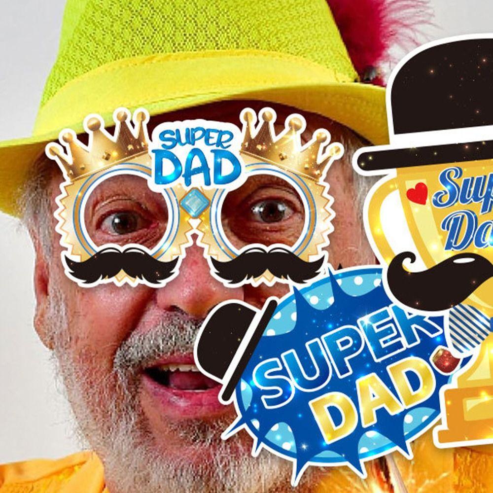 30pcs Blessing Father's Day Photo Props Blue Dress Up Costume Mask  Birthday Supplies