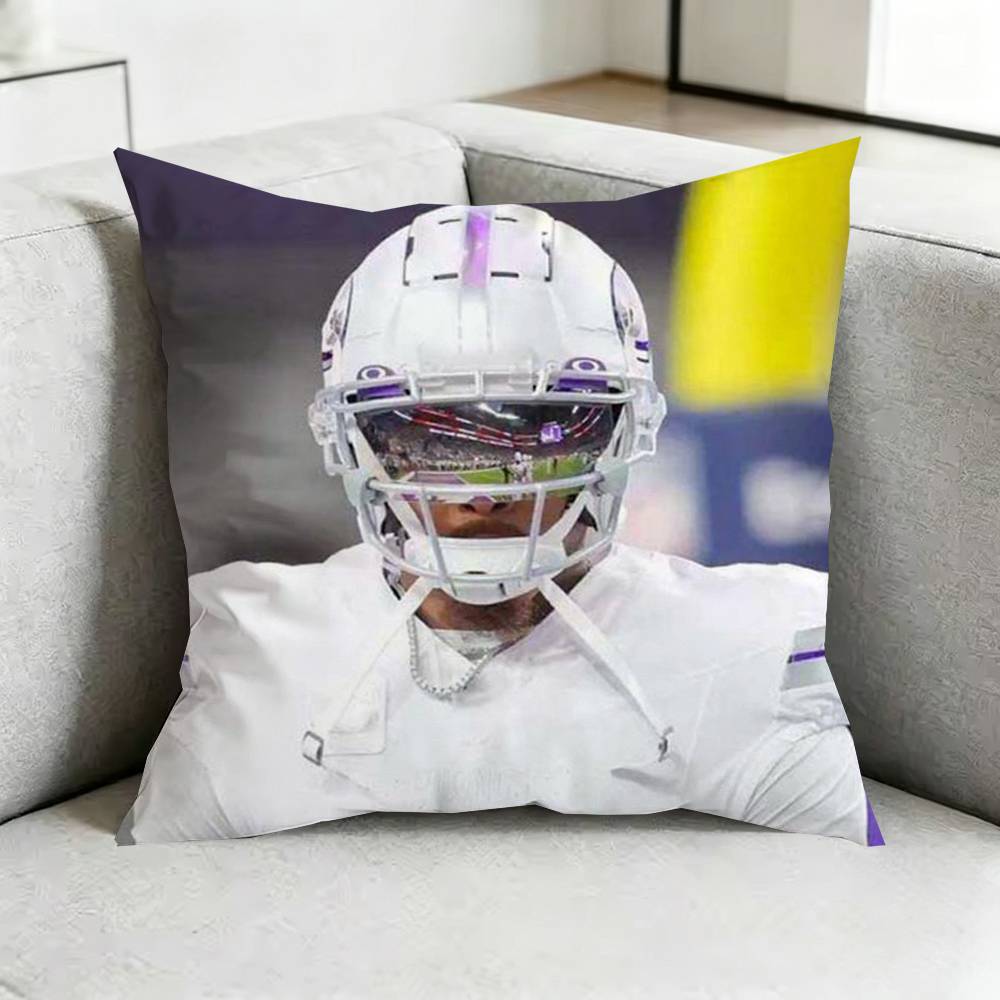 A-American Football Justin J-Jefferson Pillow Case Square Double-Sided Sofa Cushion Cover Bedroom Bedside Pillow Gift