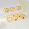 Exaggerated Gold Color Geometric Rings Set For Women Rhinestone Flower Heart Trendy Imitation Pearl Steam Punk Personality Gifts