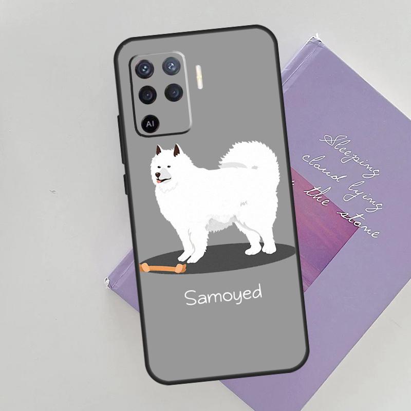 Cartoon Samoyed Dog Phone Case For Oppo A96 A76 A16 A74 A53 A54 A94 A15 A17 A52 A72 A57S A58 A78 A98 A79 Cover