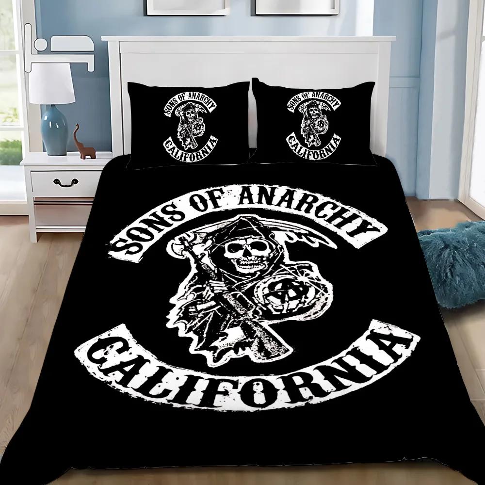 Sons of Anarchy Retro Duvet Cover Pillowcase Bedding Set Adult Boy Girl Bedroom Decoration Children Gift Single Double Size
