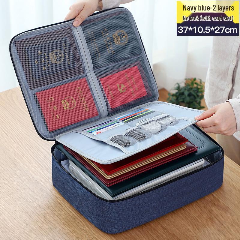 Large Capacity Multifunctional Lockable Document Bag for Family and Passport Storage