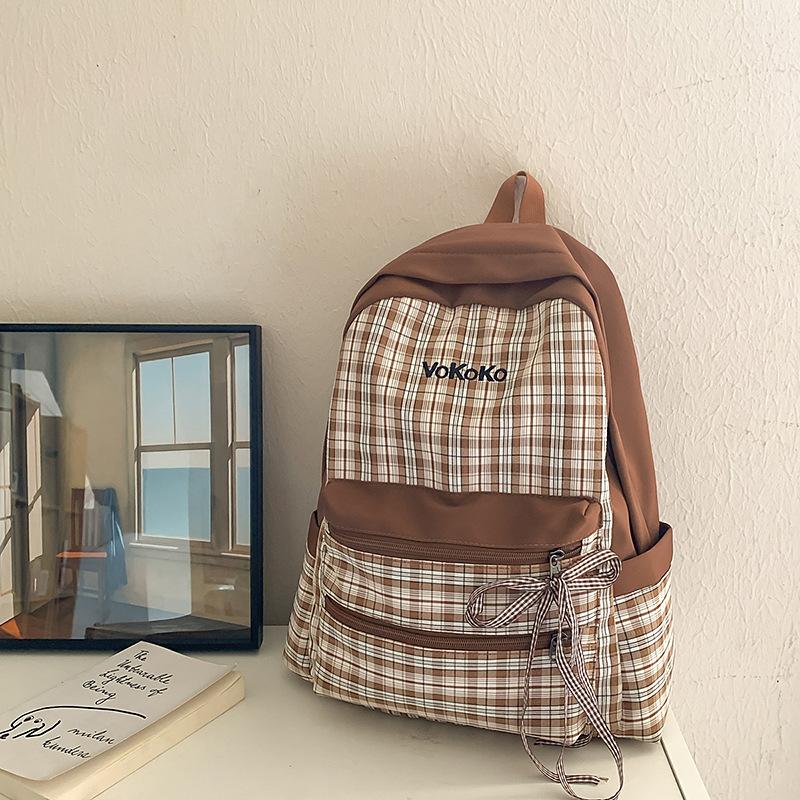 

Japanese high-value ins niche schoolbag for women 2025 new junior high school girls and college students backpack casual backpack коричневий