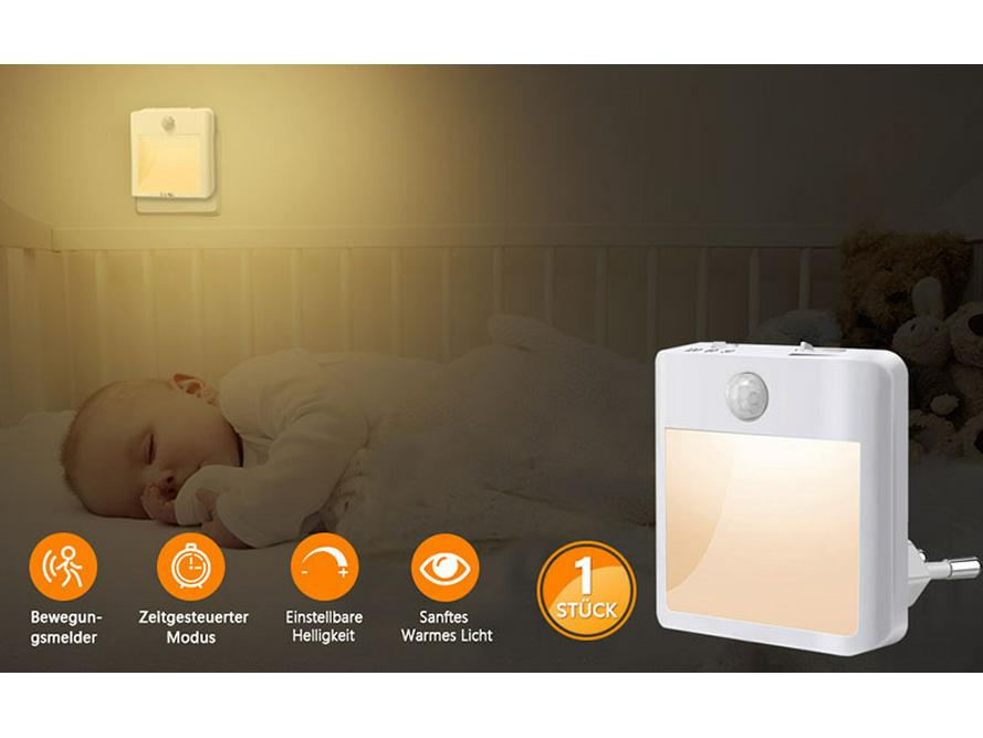 Stepless Dimming Night Light with Motion Sensor - Adjustable Pure & Warm White