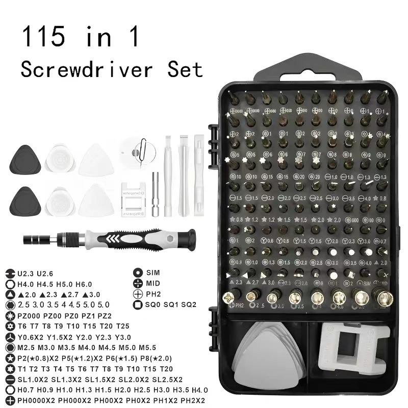 1PACK/115 in 1 Strong Magnetic Screwdriver Tool Set Mobile Phone Repair and Disassembly Tool Household Multifunctional Manual, Screw Batch Set