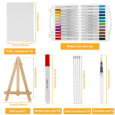 Magic Puffy Paint Painting Kit with Marker Beaded Chain 3D Fluffy Paint Paper DIY Kit for Making Card Poster DIY Craft Painting