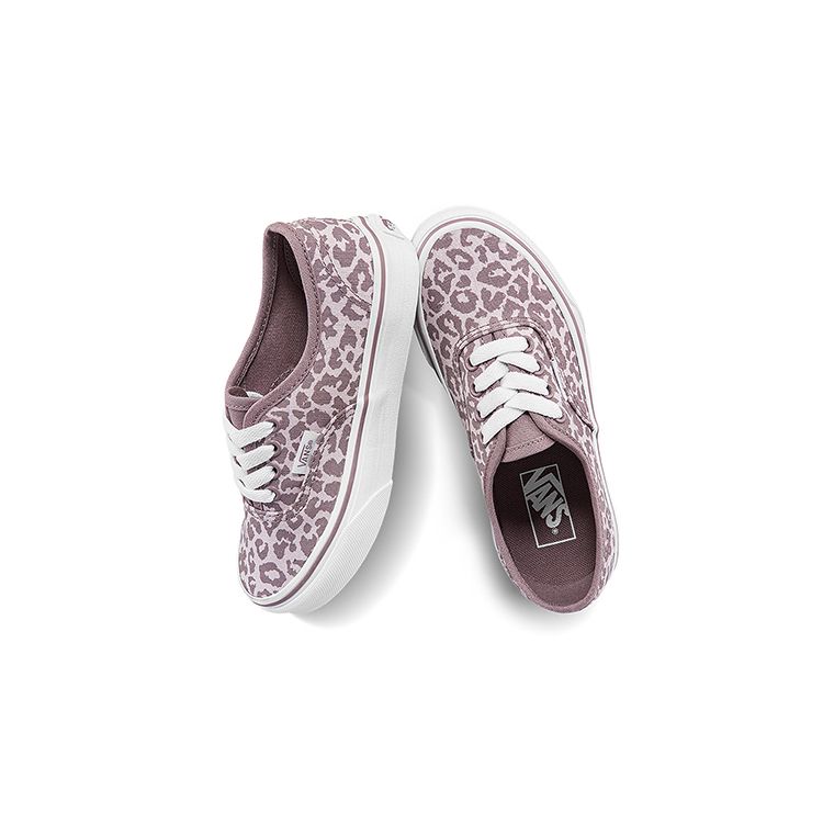 Vans Authentic Series Canvas Leopard Print Casual Low Top Kids Skate Shoes Kids Sneaker Pink Purple VN000WWX7V7