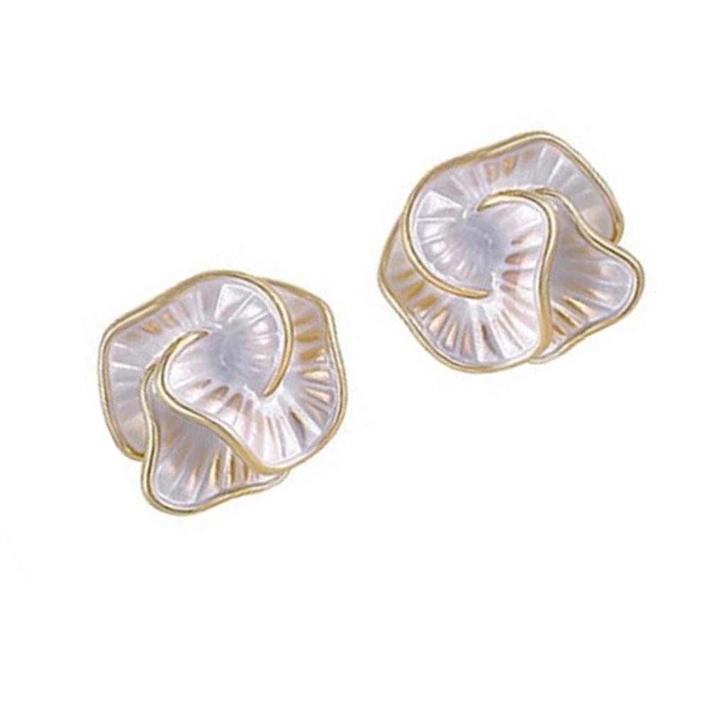 Elegant 3D Camellia Studs Earrings Portable Accessory for Women Stylish Black Tone with Sturdy Alloy Materials