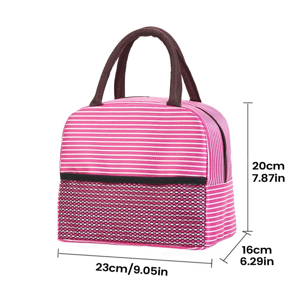 Insulated Lunch Tote Bag with Mesh Pocket Reusable Lunch Box Container for Kids Adults Office School Camping Picnic Beach