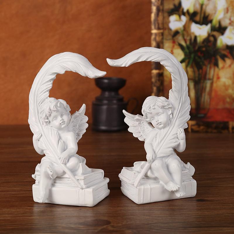 Romantic Feather Angel Ornament Living Room Desktop Cupid Decoration Home Decoration White Prayer Angel Couple Ornament