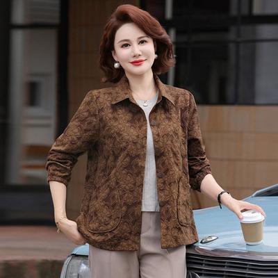 Jachetă subțire de toamnă Stil vestic Top de culoare solidă pentru femei de vârstă mijlocie și bătrâne primăvara și toamna