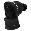 Winter-Plüsch-Skimütze, einteiliges Schal-Mützen-Set, Gesichtsmaske, Ohrenschutz, Strickmützen, Kunstfell-Pompon, Wollmützen, Nack, warm, für Outdoor-Wanderungen und Reiten