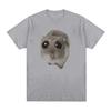 Funny Sad Hamster Meme Cry BiG Eye Cute Mouse  T Shirt Men Women Casual Short Sleeve T-shirts Tops 100% Cotton Oversized T-shirt