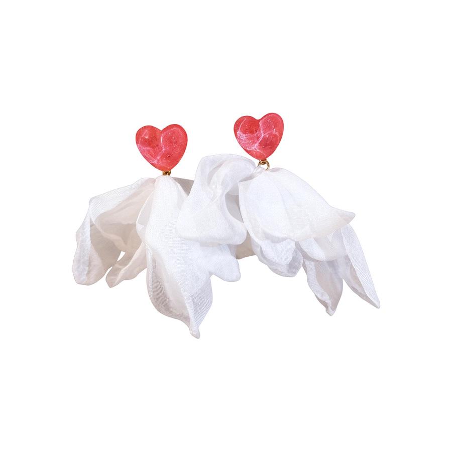 Resin Heart & Petal Tassel Earrings: Elegant Silver Needle, Chic High-End Style for Women
