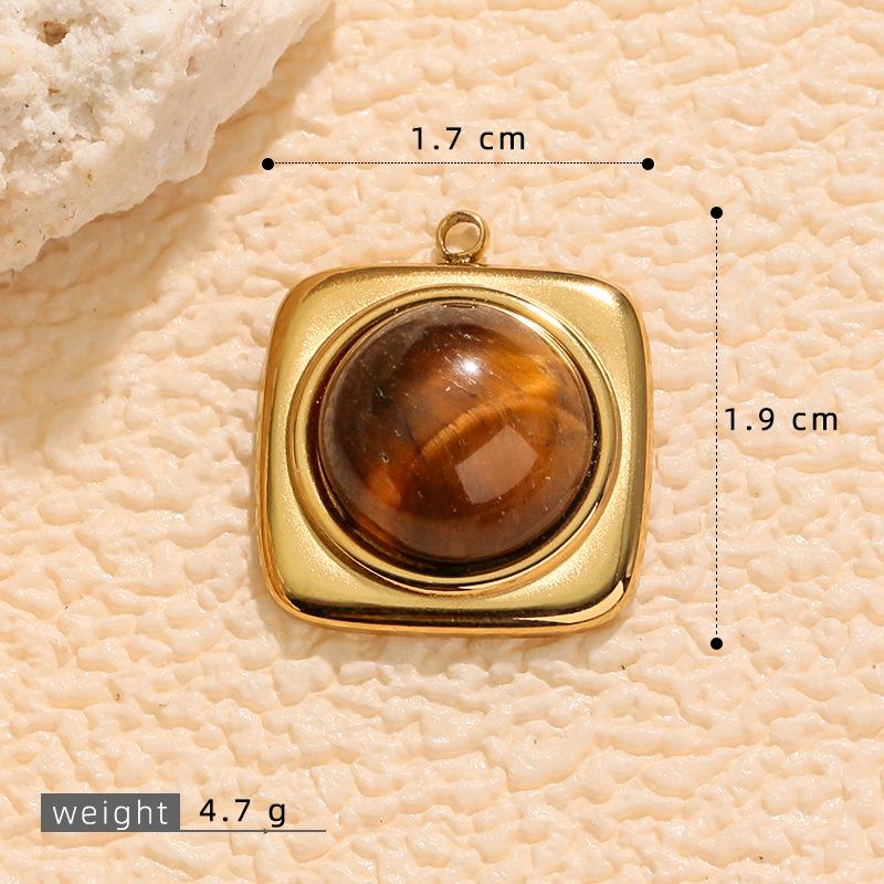 Stainless Steel Tiger Eye Oval Pendant & Earrings Set
