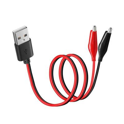 Black Red Alligator Clip To USB 58cm Copper Test Leads  Testing Circuit Power Supply