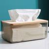 Tissue Box Holder Transparent Box Wear Resistant PP Compressed Wood Napkin Box with Nonslip Bottom