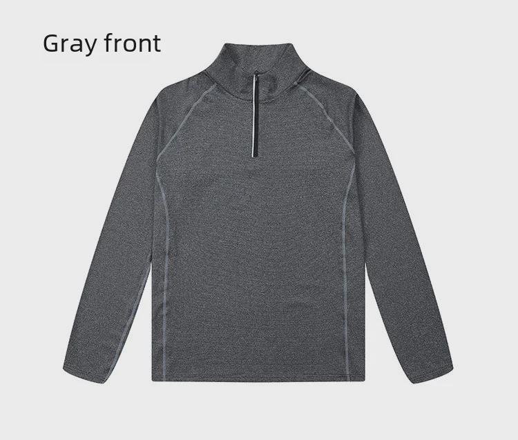 Men's Quick-Dry Breathable Long-Sleeve Fitness Shirt with Zipper Collar