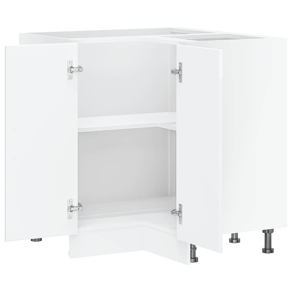 Kitchen Corner Base Cabinet Kalmar High Gloss White Particleboard