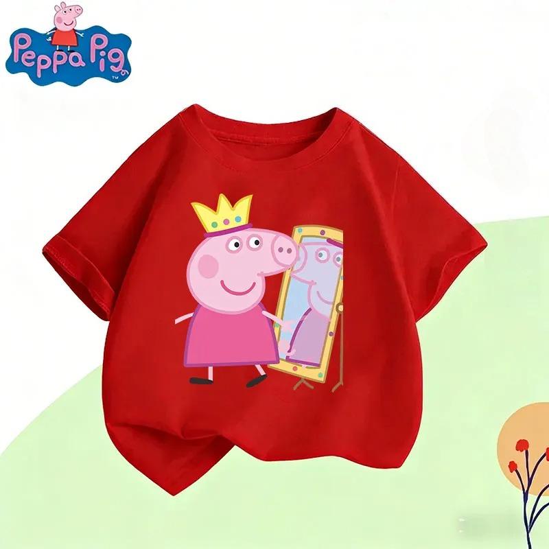 2026 Summer Peppa Pig Cartoon Pattern Printed Children and Unisex T-Shirt