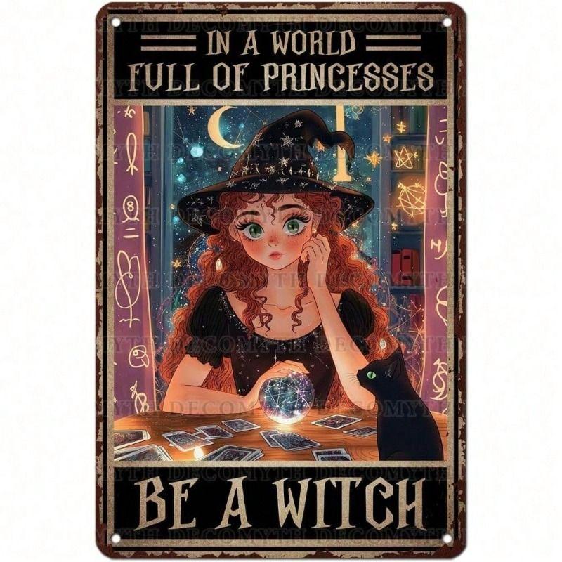 Vintage Halloween Witch Metal Wall Art
