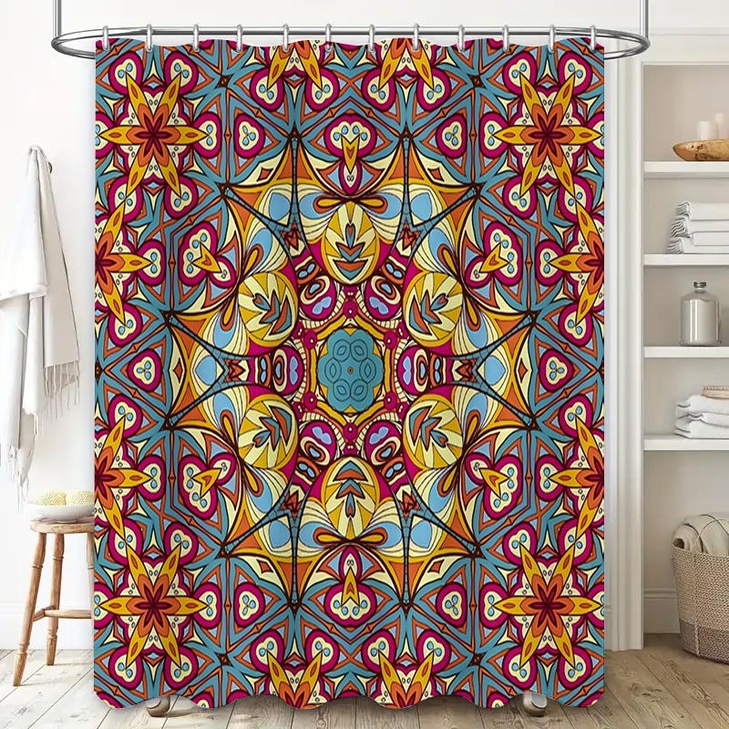 Energetic Blue Red Yellow Shower Curtain Decorative Pattern Bathroom Liner with Grommets (60x72) Flower Shower Curtain Waterproo