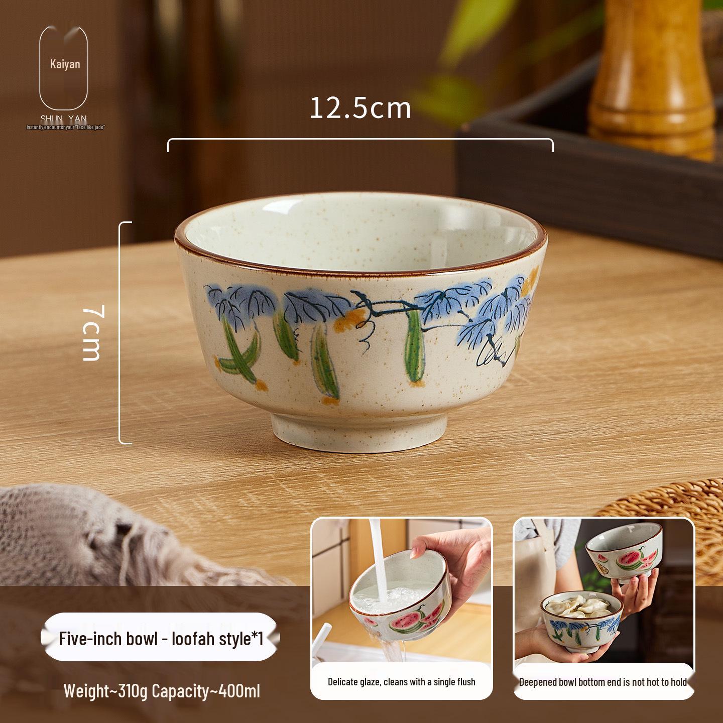 Ретро Цзиндэчжэнь Подглазурная Керамическая Миска для Риса, Лапши, Супа или Десерта.