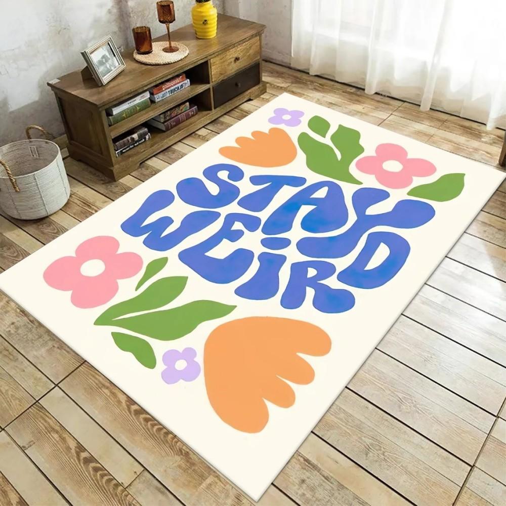 

Groovy Flower Rug Funky Washable Carpet Retro 70s Wavy Rug Non-Slip Area Коврик для гостиной Коврик для двери спальни 40X60cm-16x24in