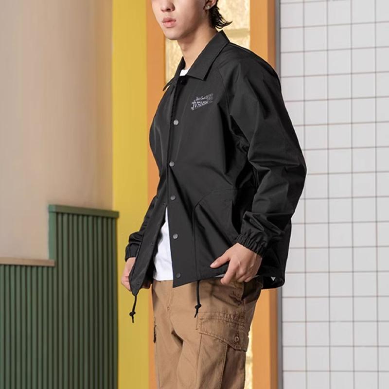 Vans Off The Wall Logo Letter Collar Long Sleeve Shirt Jacket Men Jacket Black VN000NM6BLK