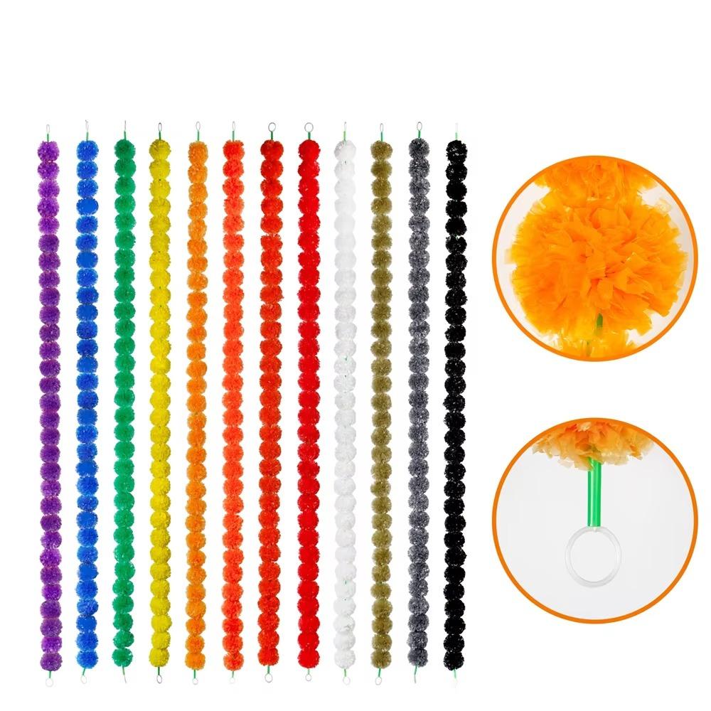 Long Strands Artificial Marigold Garland Marigold Flowers 1.5m Home Decor Pooja Wedding Events Decor Fake Plant Christmas Gift