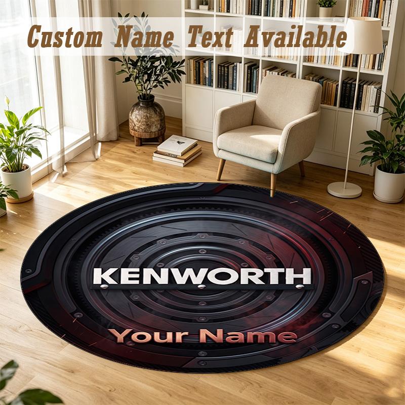 Round Rug Custom NameKenworth Pattern Non Slip Carpet Home Floor Decor