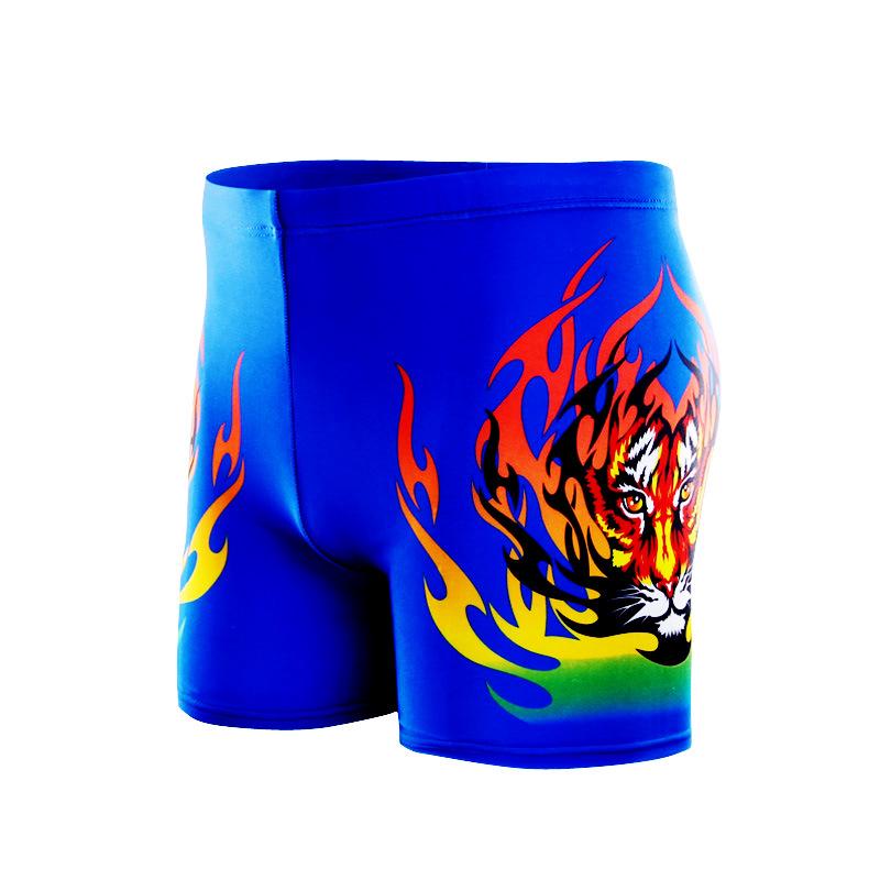 High-Waist Men's Flame Swim Trunks - Conservative, Anti-Embarrassment Beachwear