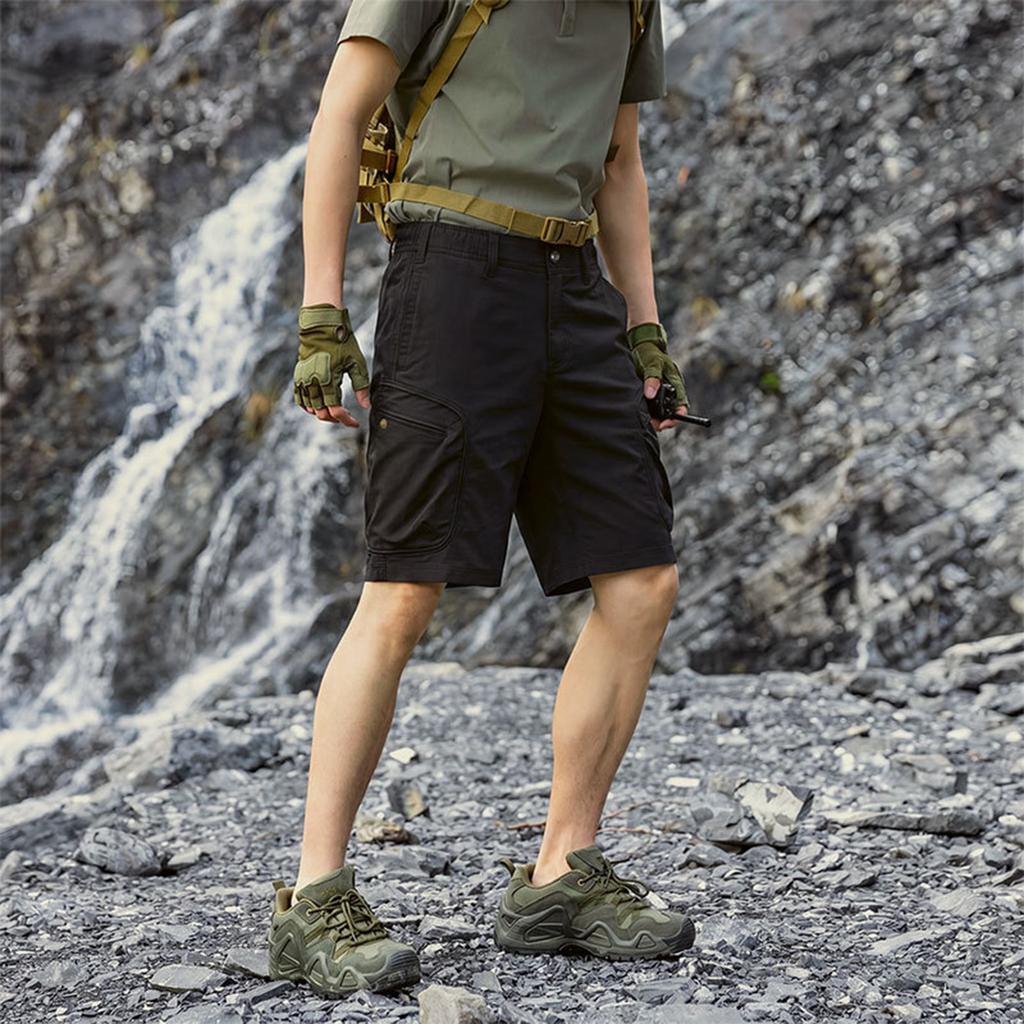Mens Utility Cargo Shorts Multi Pocket Outdoor Workwear Five Pocket Design Relaxed Fit Functional Shorts