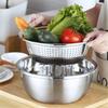304 Stainless Steel Leaky Basin Rice Washing Sieve Basin Vegetable Basket Leaching Water Washing Fruit Filter Rice Basin