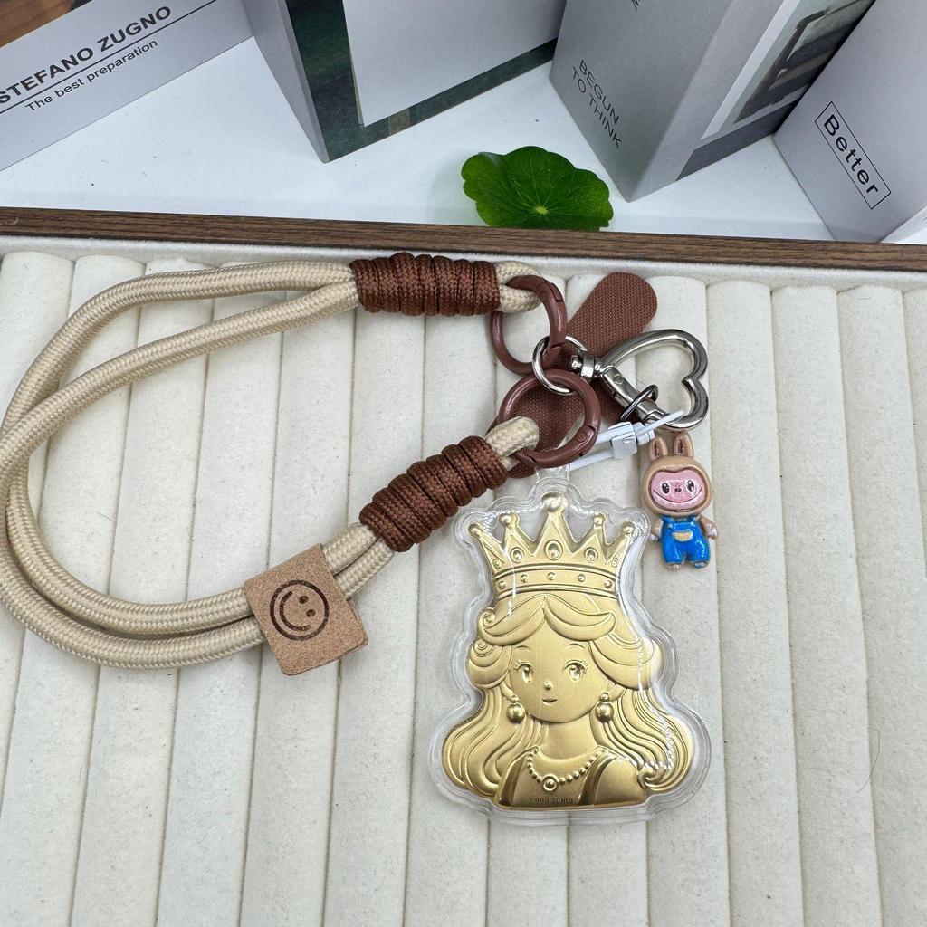 999 Pure Gold Princess Phone Charm - Cute Anime Keyring & Pendant