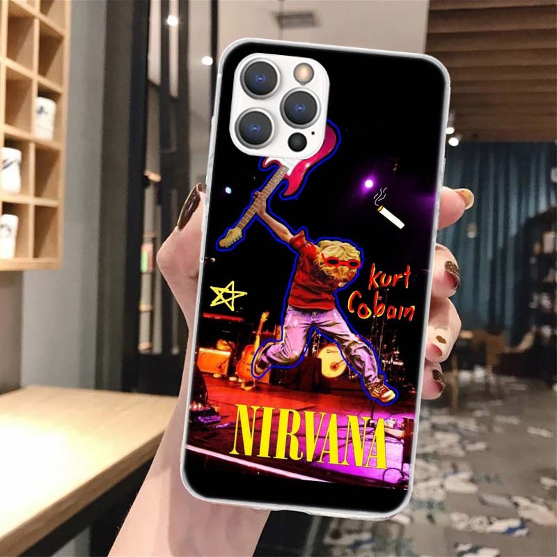 Retro Singer Kurt Cobain Soft Phone Case For iPhone 17 Air 16 16E 15 14 Plus 13 Mini 12 11 Pro Max X XR XS 7 8 + SE 2020 Pattern