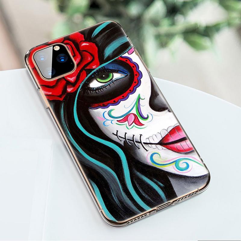 Husă de telefon din silicon cu craniu și catrinas pentru Apple iPhone 13 12 Mini 11 Pro XS Max X XR 6 6S 7 8 Plus 5 SE 2020 de lux Husă moale